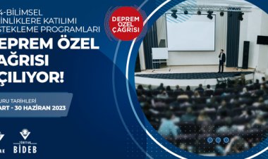 BİDEB 2224-Bilimsel Etkinliklere Katılımı Destekleme Programları “Deprem Özel Çağrısı” Açılıyor!